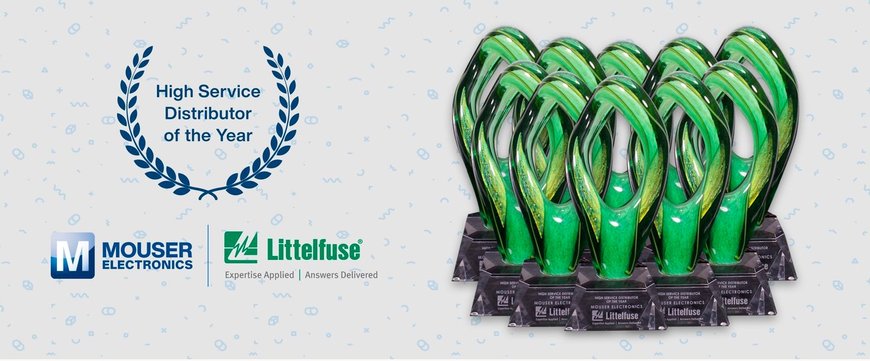Mouser Electronics premiata da Littelfuse come Global Distributor of the Year per il decimo anno